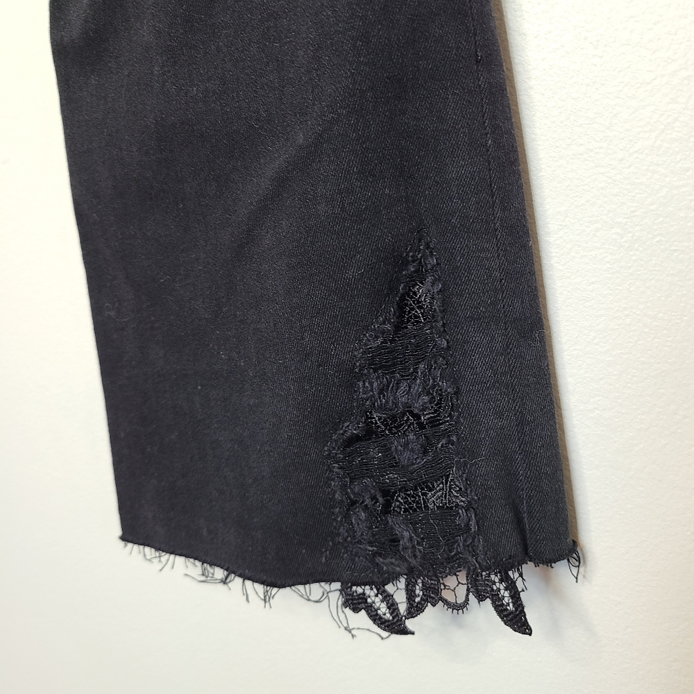 J Brand Belena Hendrix Reign Black Denim Jeans Lace Inset Demi Bootcut 28 - Picture 4 of 7
